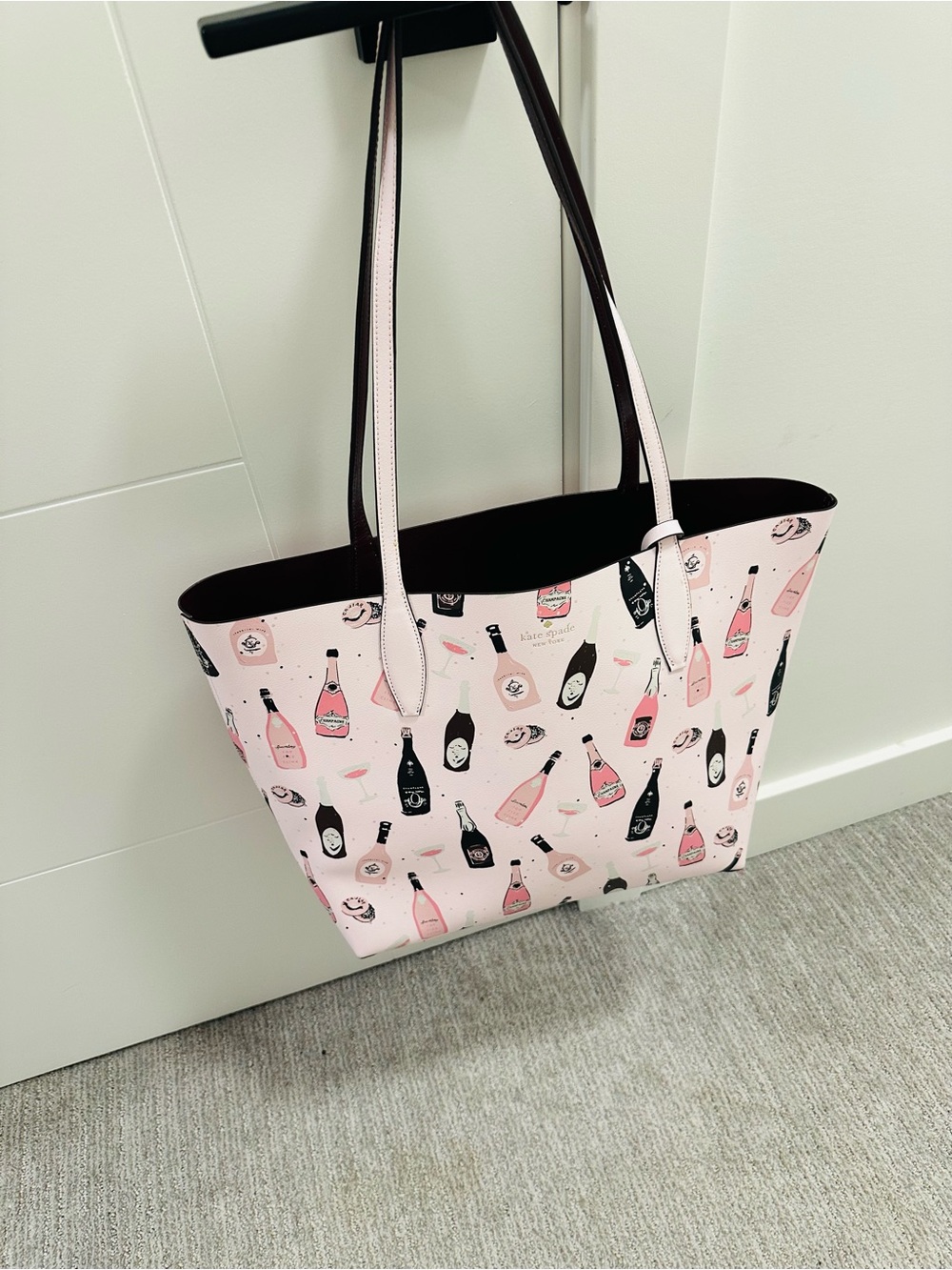 kate spade Pink Champagne Bottle Print Tote